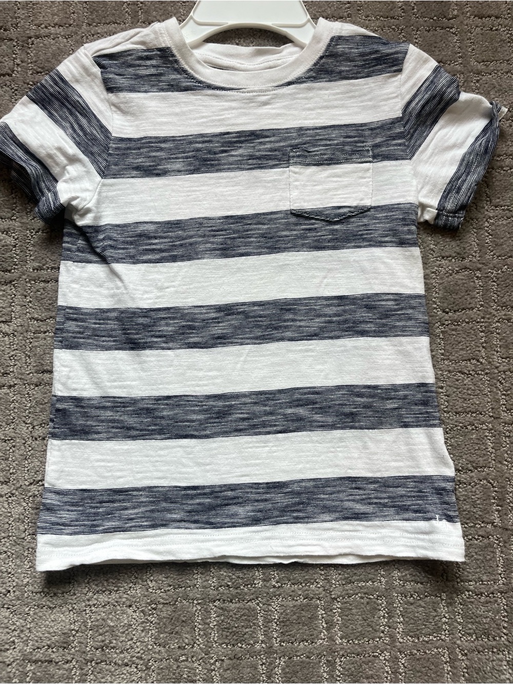 Janie and Jack Navy & White Striped Pocket Tee